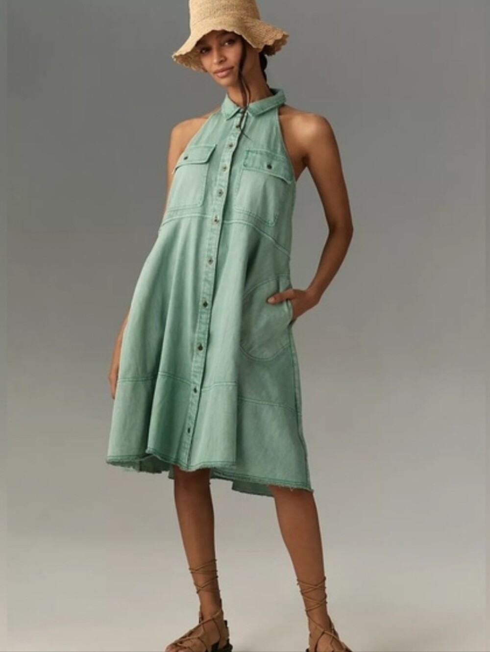 Antheopologie Pilcro Sleeveless Halter Swing Dress